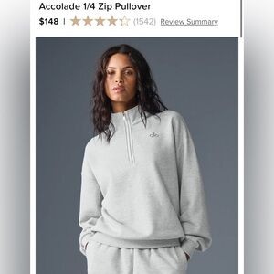 AUTHENTIC ALO YOGA Accolade Quarter Zip Sz MEDIUM